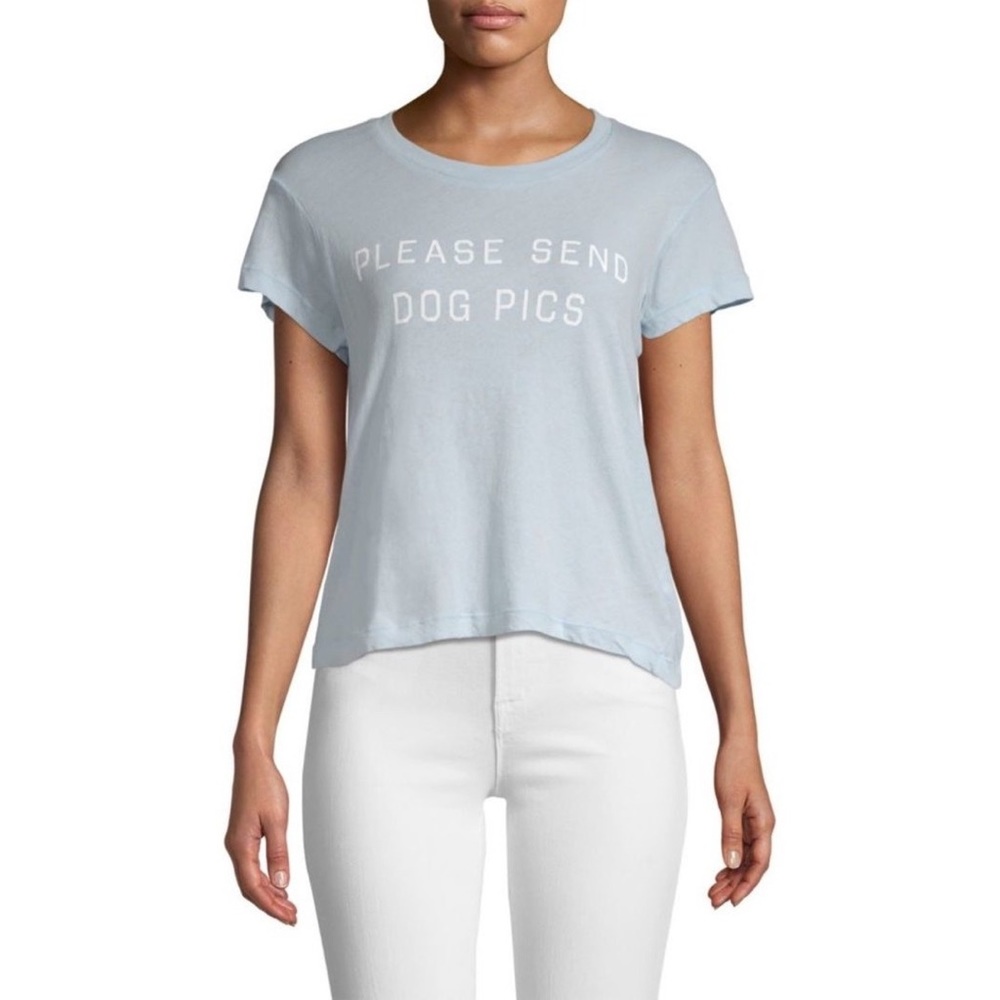 Wildfox Dog Pics No9 Tee Saddle Blue Size Med NWT